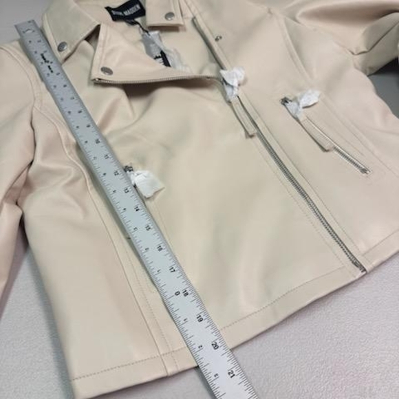 Steve Madden Vinka Faux Leather Motorcycle Jacket Bone Size M - Picture 8 of 9